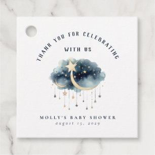 Over the Moon Gold Stars Baby Shower  Favour Tags