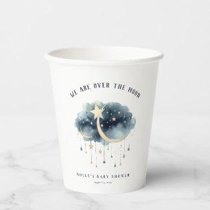 Over the Moon Gold Stars Baby Shower  Paper Cups