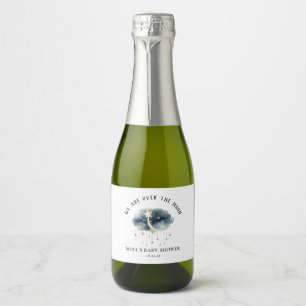 Over the Moon Gold Stars Baby Shower  Sparkling Wine Label