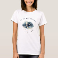 Over the Moon Gold Stars Baby Shower T-Shirt