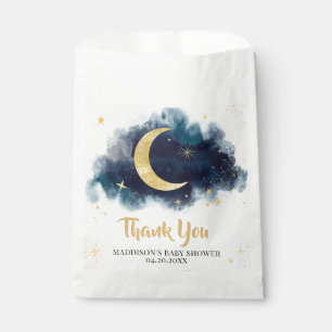 Over the Moon Gold Stars Blue Baby Shower Favour Bag