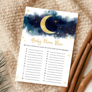 Over the Moon Gold Stars Shower Name Race Game