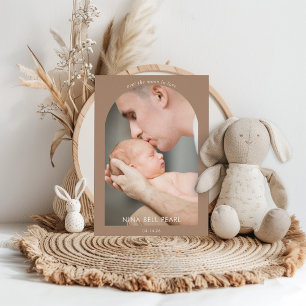 Over the Moon in Love Photo Baby Announcement Card