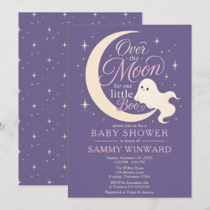 Over the Moon Little Boo Baby Shower Invitation