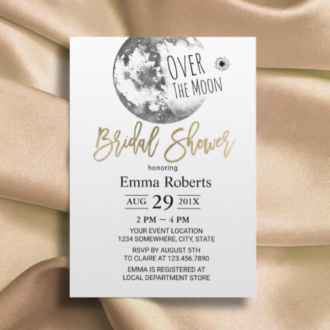 Over the Moon Minimalist Bridal Shower Invitation (Creator Uploaded)
