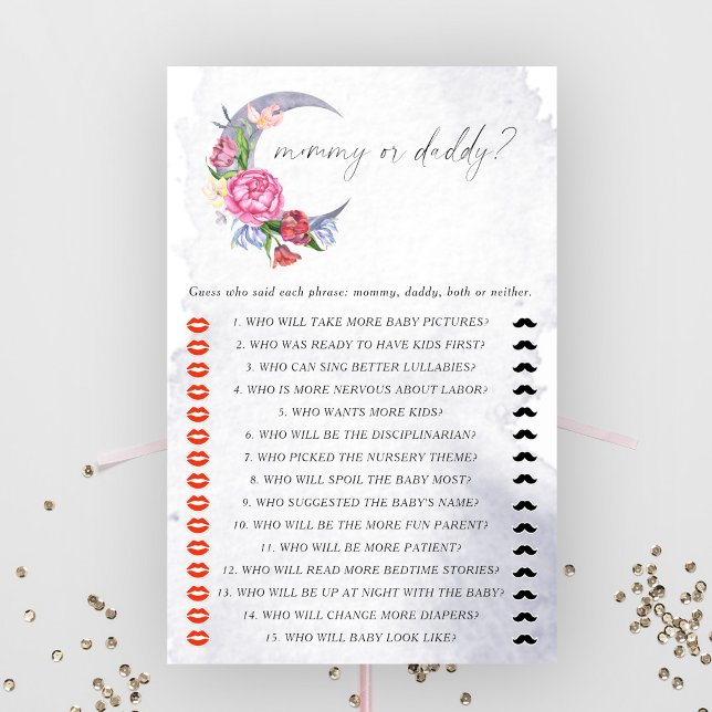 Over the Moon - Mummy or daddy baby shower game (Creator Uploaded)