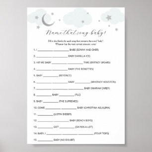Over the Moon Name that Song Baby Shower Game  Poster