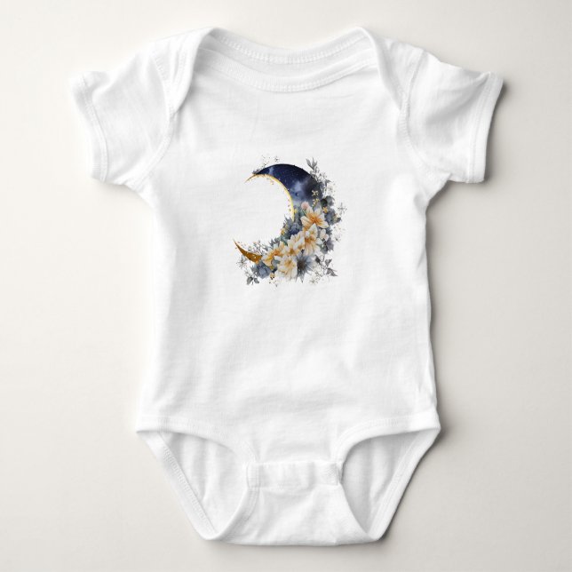 Over the moon nany gold baby shower baby bodysuit (Front)