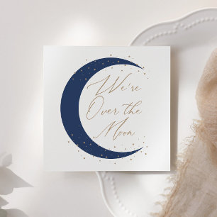 Over the Moon Navy Blue Boy Baby Shower Napkin
