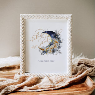 Over the moon navy gold Babies are sweet Poster