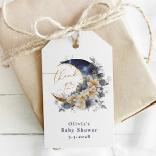 Over the moon navy gold foil thank you gift tags