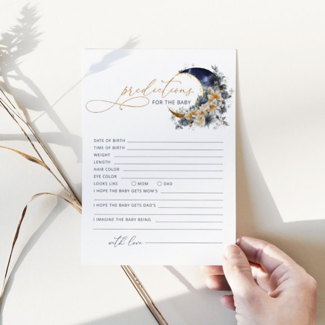 Over the moon navy gold predictions for baby card (Creator Uploaded)