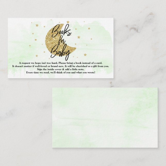 Over The Moon | Neutral Baby Shower Books For Baby Enclosure Card (Front/Back)