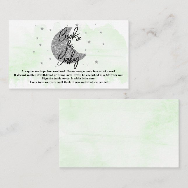 Over The Moon | Neutral Baby Shower Books For Baby Enclosure Card (Front/Back)