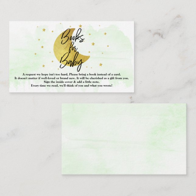 Over The Moon | Neutral Baby Shower Books For Baby Enclosure Card (Front/Back)