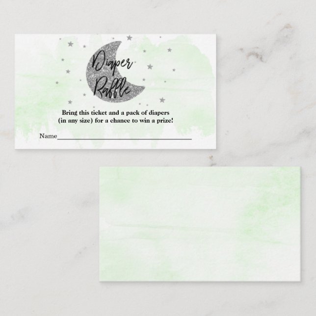 Over The Moon | Neutral Baby Shower Diaper Raffle  Enclosure Card (Front/Back)
