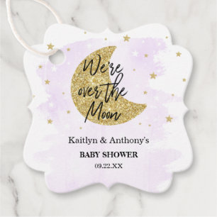 Over The Moon   Neutral Baby Shower Favour Tags