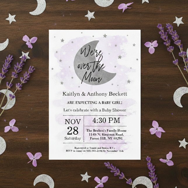 Over The Moon | Neutral Baby Shower Invitation (Creator Uploaded)