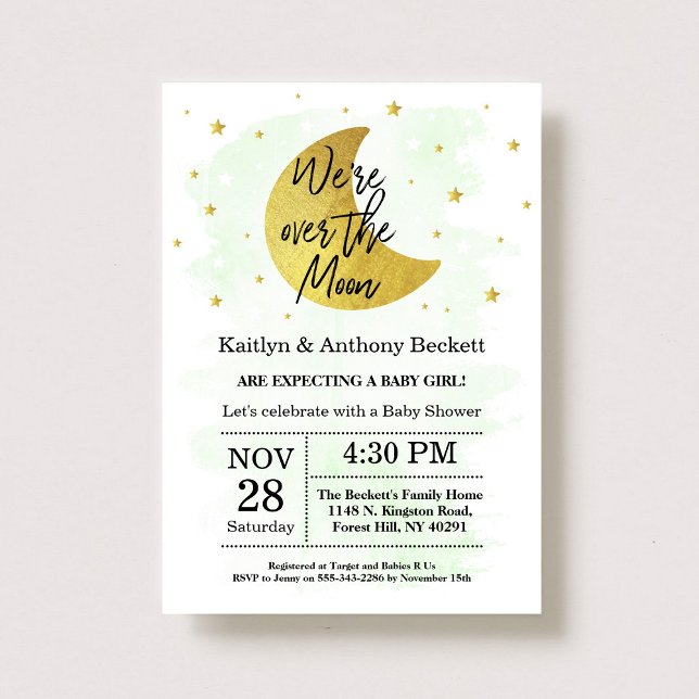 Over The Moon | Neutral Baby Shower Invitation (Creator Uploaded)