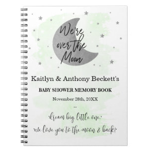 Over The Moon   Neutral Baby Shower Memory Book