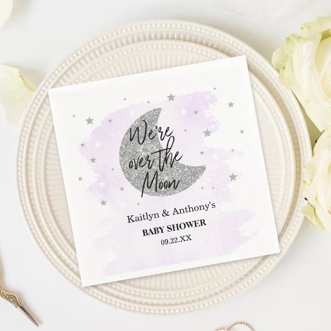 Over The Moon | Neutral Baby Shower Napkins (Creator Uploaded)