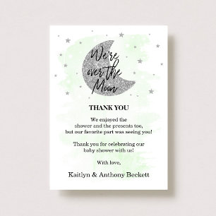 Over The Moon   Neutral Baby Shower Thank You Card