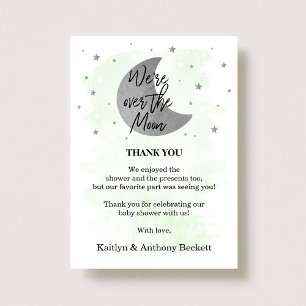 Over The Moon   Neutral Baby Shower Thank You Card