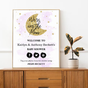 Over The Moon Neutral Baby Shower Welcome Sign