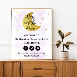 Over The Moon Neutral Baby Shower Welcome Sign
