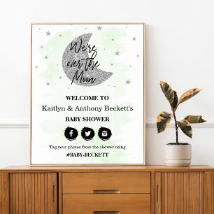 Over The Moon Neutral Baby Shower Welcome Sign