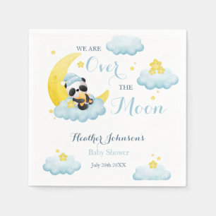 Over The Moon Panda Bear Boy Baby Shower Napkin