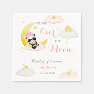 Over The Moon Panda Bear Girl Baby Shower Napkin