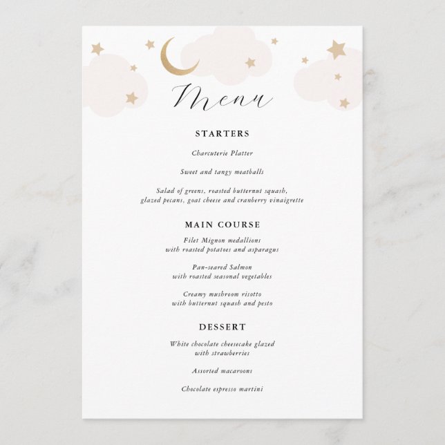 Over the Moon Pink and Gold Menu (Front)