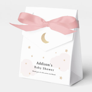 Over the Moon Pink Baby Shower Favour Box