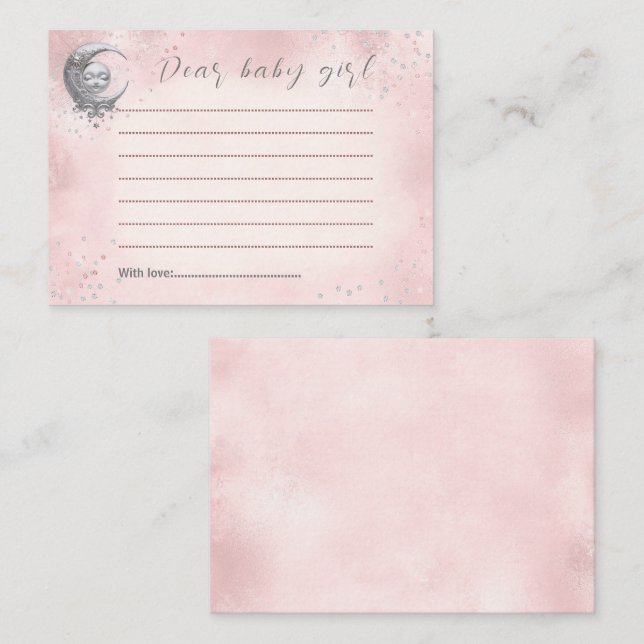 Over The Moon Pink Baby Shower Time Capsule Card (Front/Back)