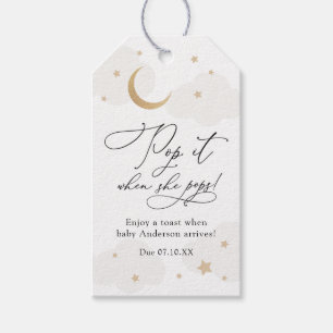 Over the Moon Pop it when She Pops Baby Shower Gift Tags