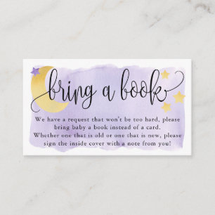 Over the Moon, Purple Baby Shower Book Request Enclosure Card