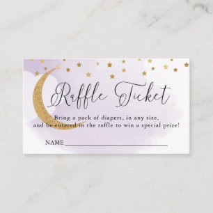 Over the Moon Purple, Baby Shower Raffle Ticket Enclosure Card