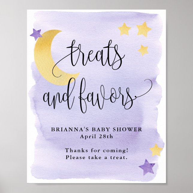 Over the Moon, Purple Baby Shower Treats and Favou Poster (Front)