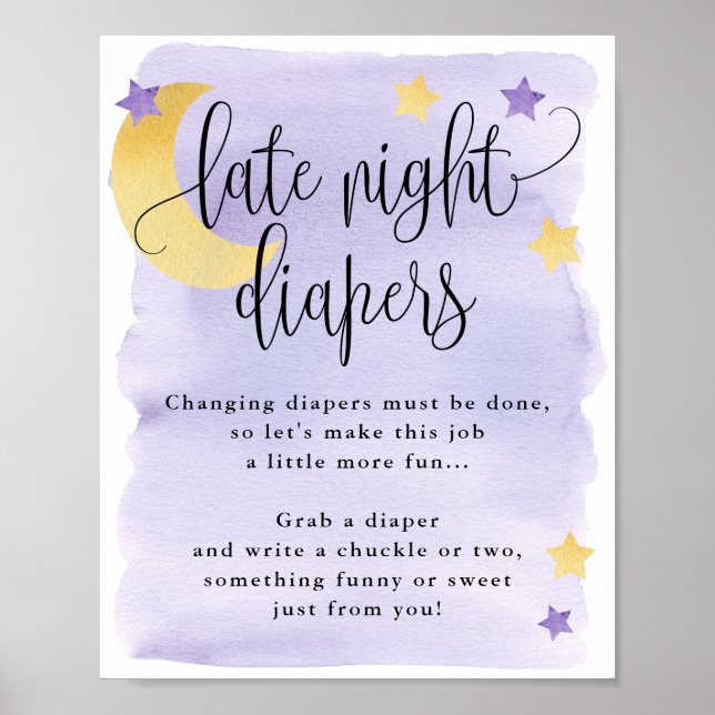 Over the Moon Purple Late Night Diapers Activity Poster (Front)