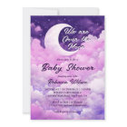 Over the moon purple pink baby shower