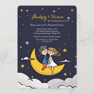 Over the Moon Rehearsal Dinner Invitation