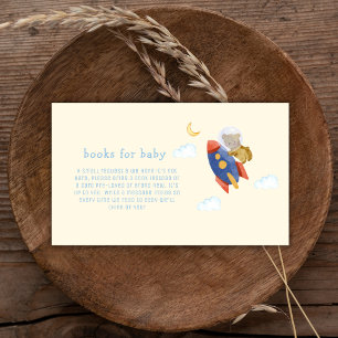 Over The Moon Rocket Bear Books For Baby Shower Enclosure Card