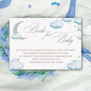 Over the Moon Silver Blue  Books For Baby Boy Enclosure Card