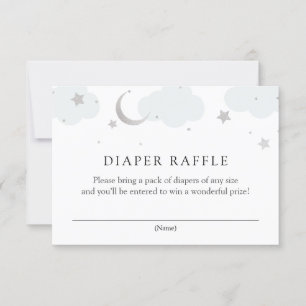 Over the Moon Silver Blue Diaper Raffle Card