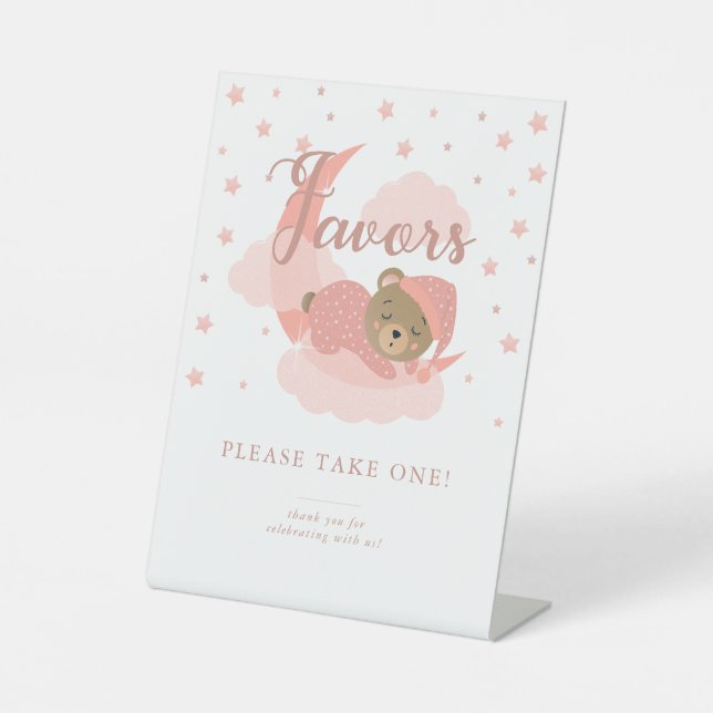 Over The Moon Sleeping Bear Favours Take One Sign (Front)