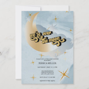 Over the Moon   Star Baby Shower  Invitation