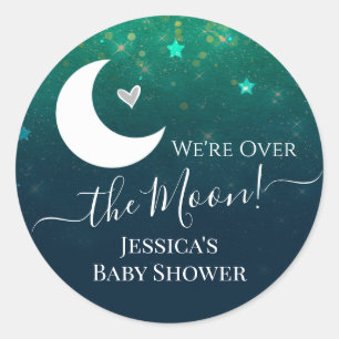 Over the Moon Star Sky Baby Shower Classic Round Sticker