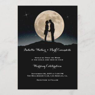 Over the Moon Starry Night Wedding Invitation