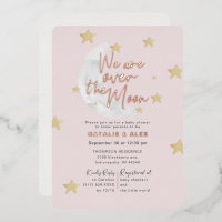 Over The Moon & Stars Girl Baby Shower Foil